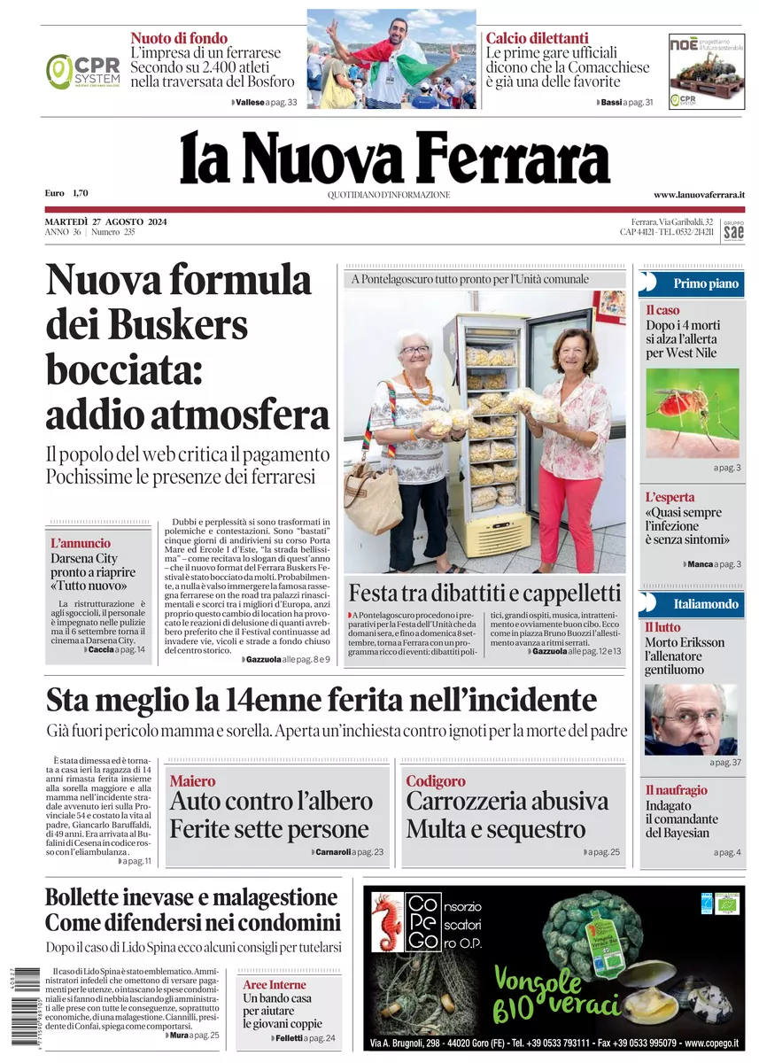 Prima-pagina-nuova ferrara-oggi-edizione-del-2024-08-27